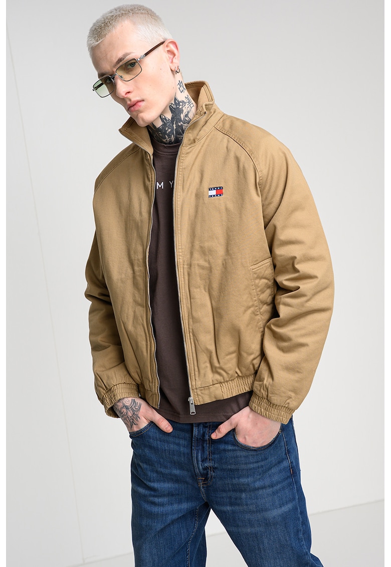 Jacheta de bumbac organic cu vatelina si mansete elastice - Maro nisip