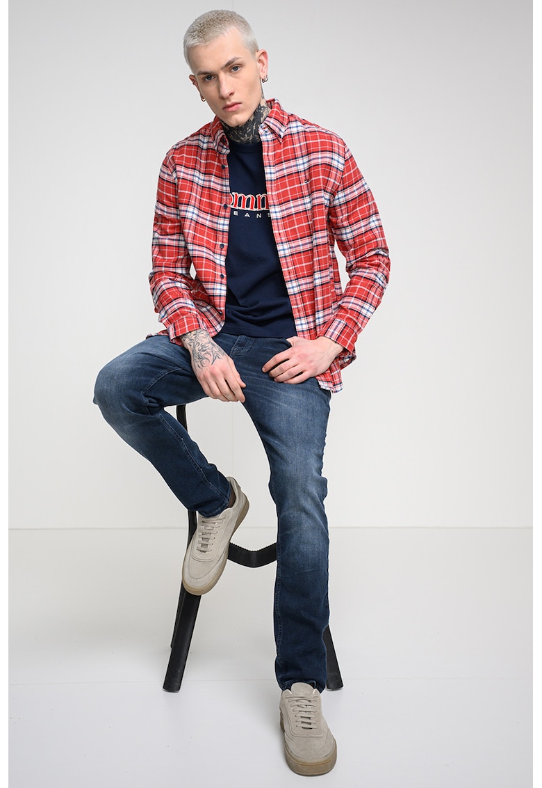 Camasa regular fit in carouri - Rosu/Bleumarin