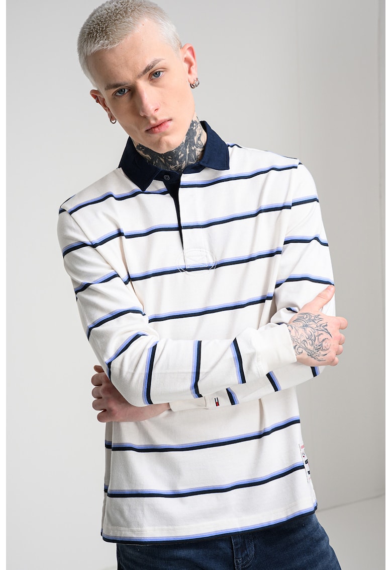 /bluza regular fit cu dungi - Alb/Bleumarin