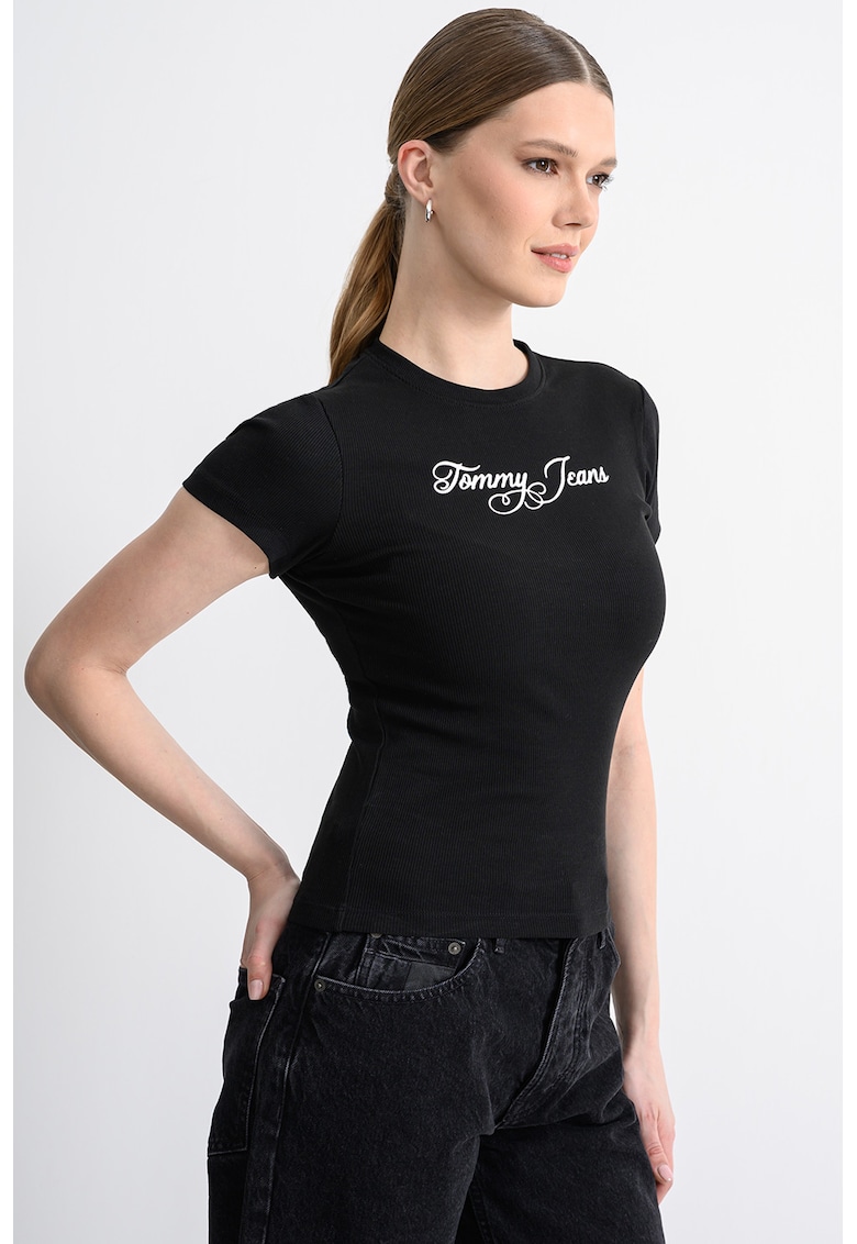 Tricou slim fit cu logo - Alb/Negru