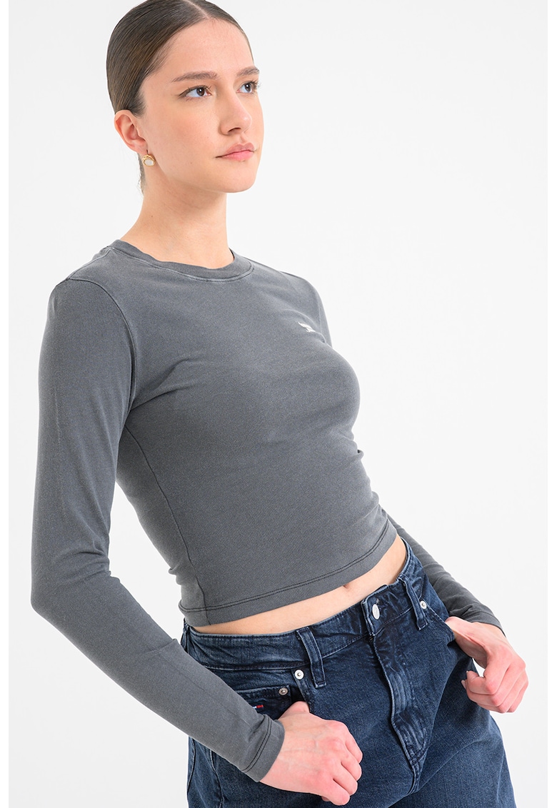 Bluza slim fit de bumbac - Gri inchis