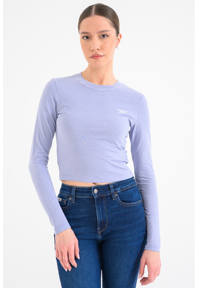 Bluza slim fit de bumbac - Lila pal