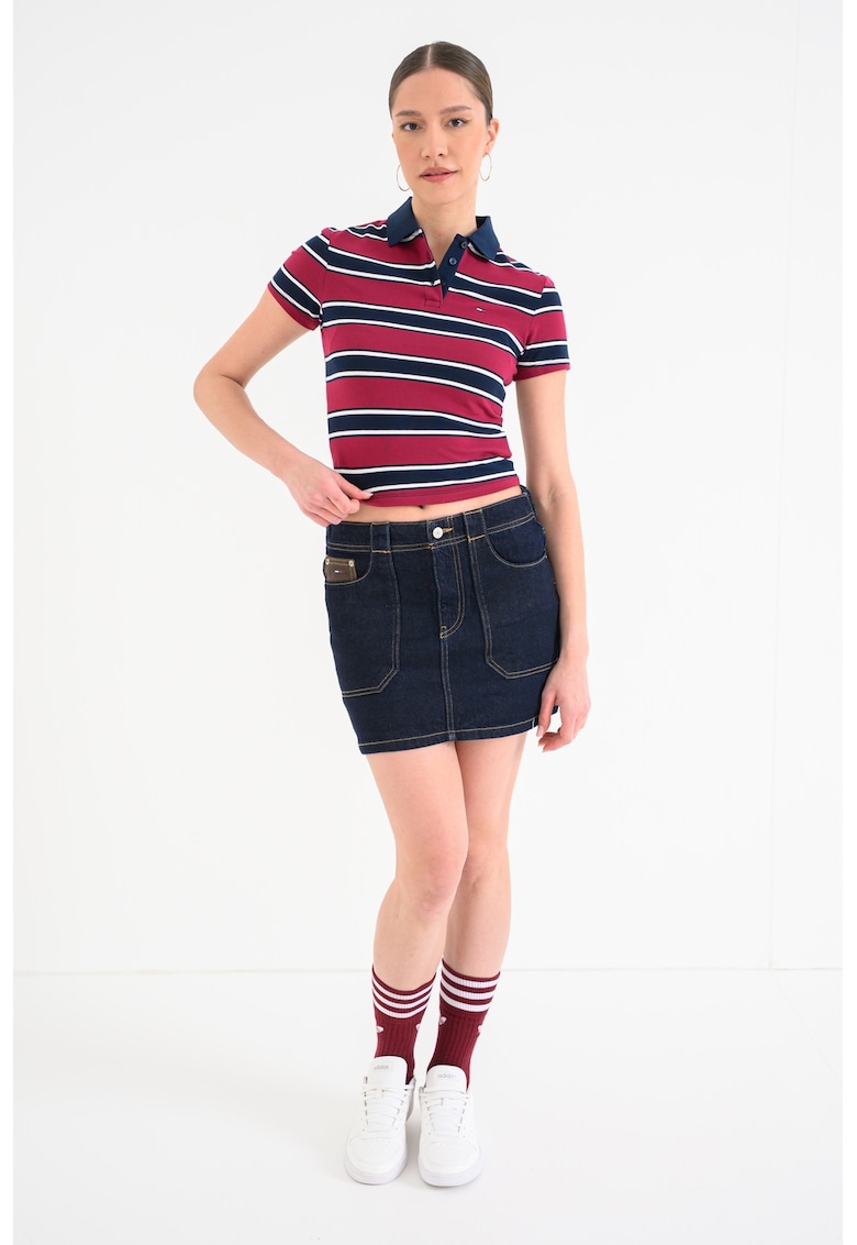 Tricou din amestec de bumbac - Visiniu/Bleumarin
