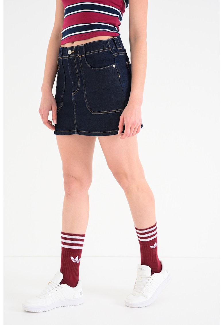 Fusta din denim cu buzunare - Albastru ultramarin