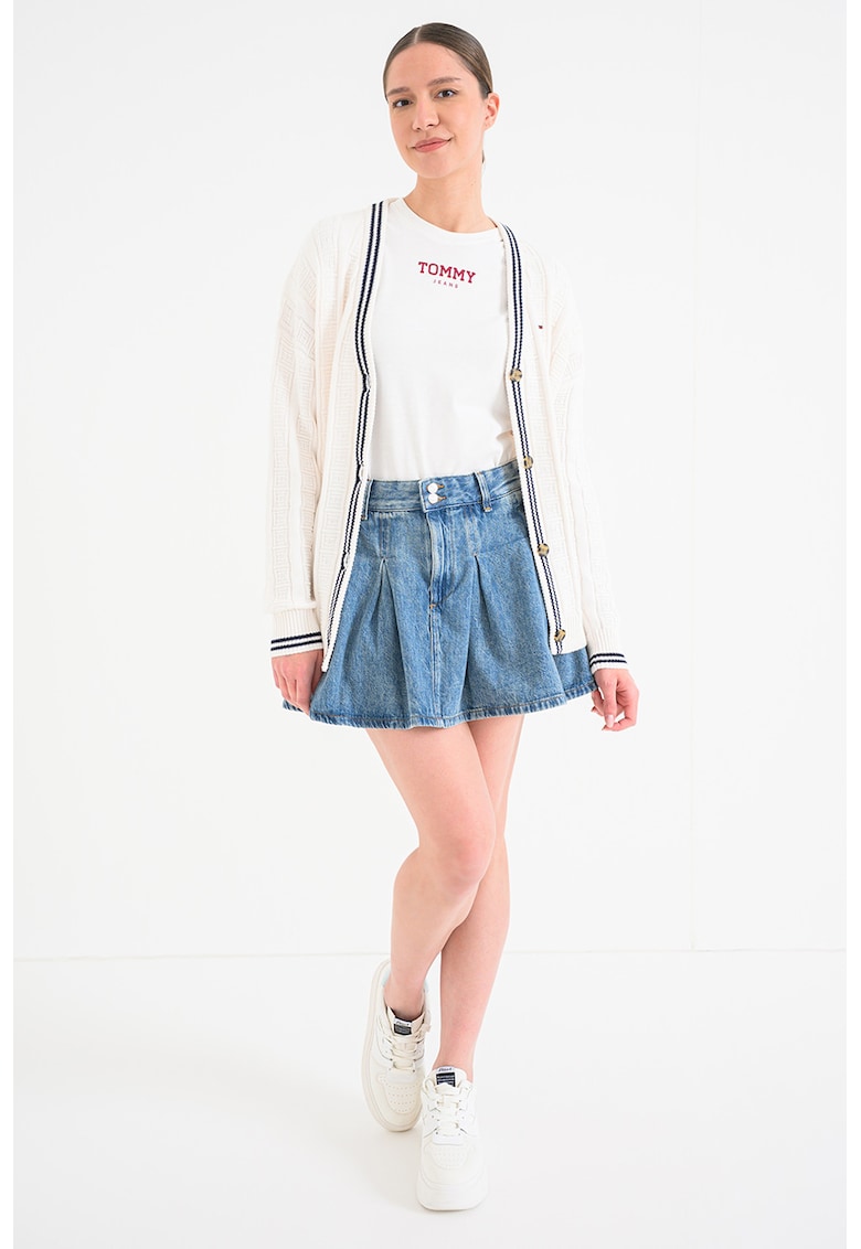 Cardigan relaxed fit cu nasturi si aspect texturat - Crem