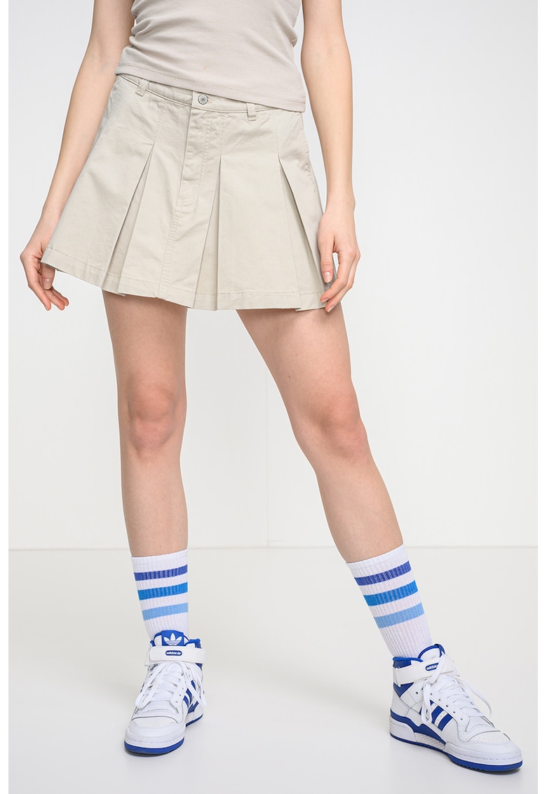 Fusta din bumbac cu pliuri - Maro nisip