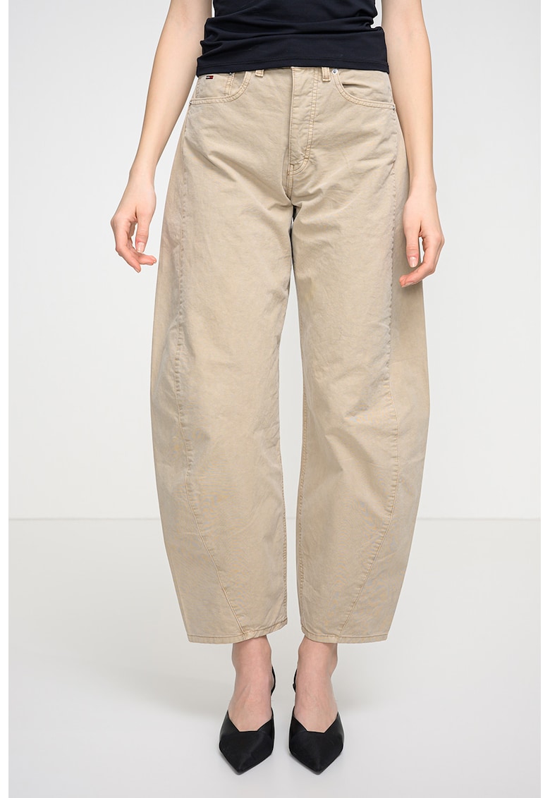 Blugi cu croiala ampla si talie medie Ella - Maro nisip