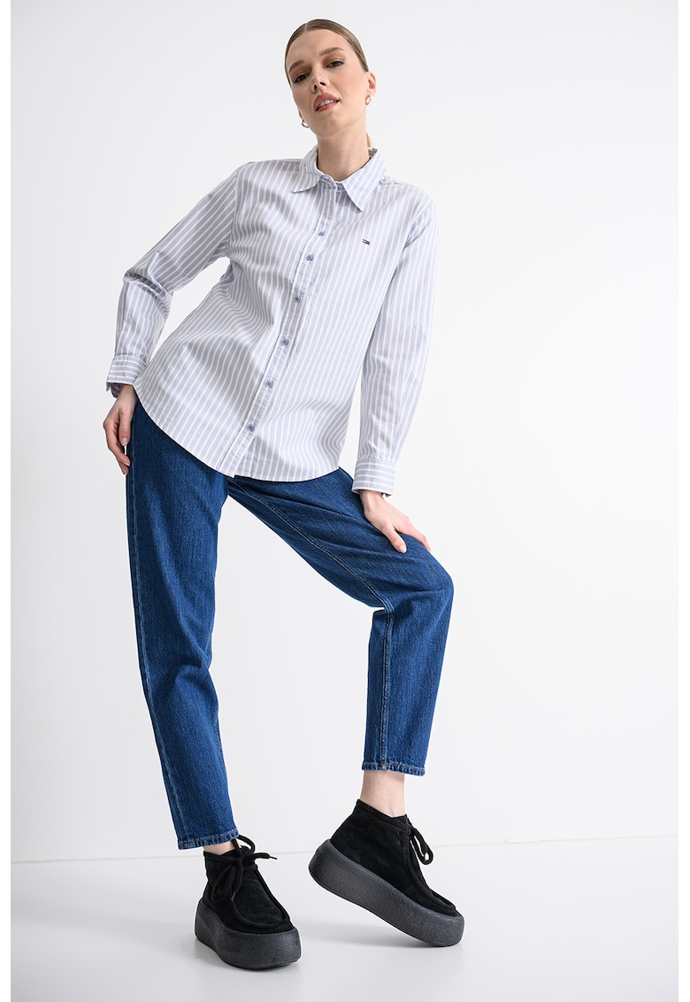 Blugi crop cu croiala mom-fit - Albastru royal