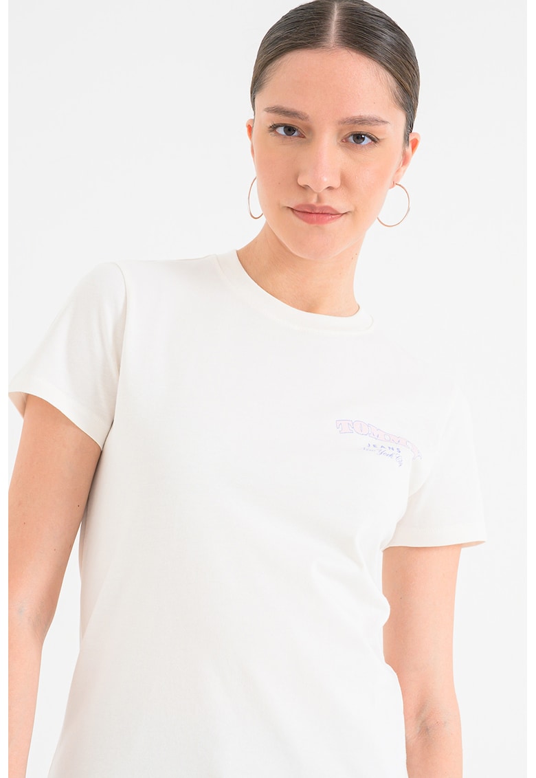 Tricou cu imprimeu pe spate - Crem