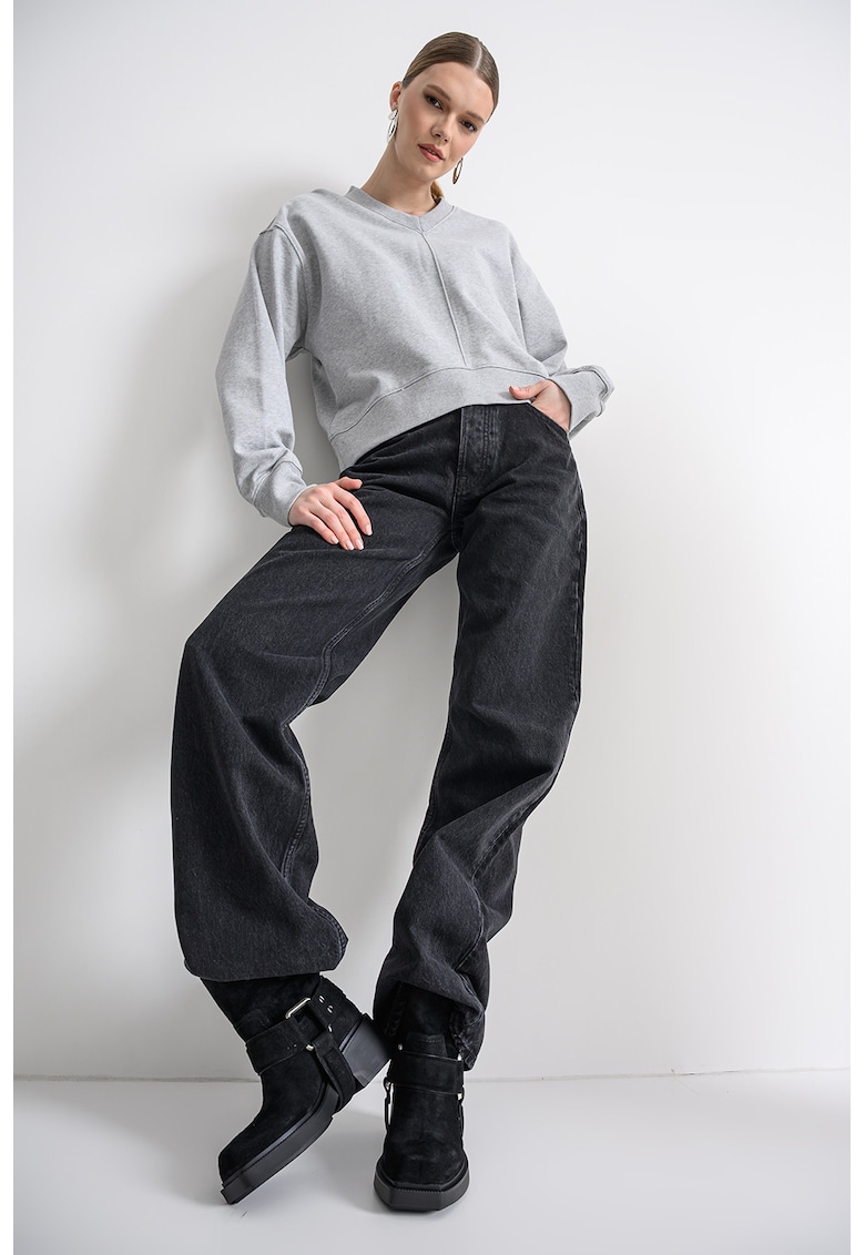 Blugi drepti cu croiala relaxed-fit Mia - Negru