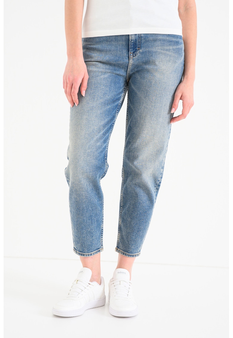 Blugi mom fit cu talie inalta Ultra - Albastru prafuit