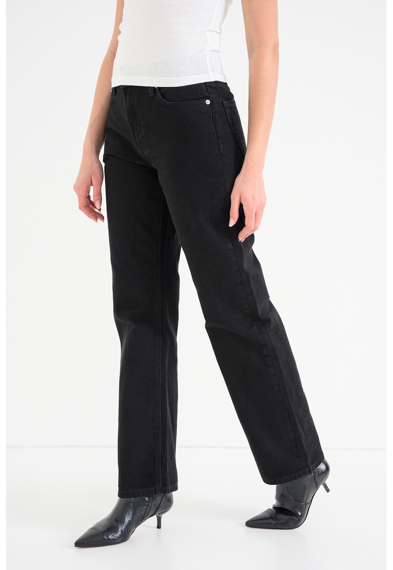 Blugi drepti cu talie medie - Negru