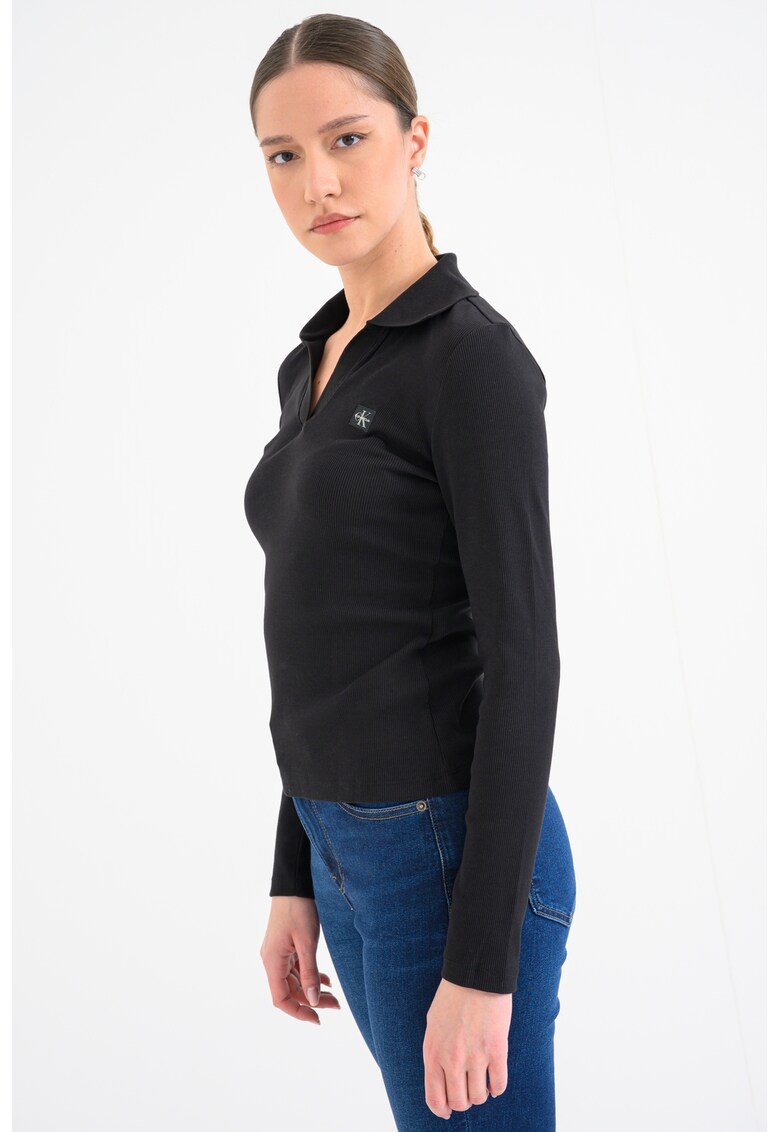 Bluza slim fit striata - Negru