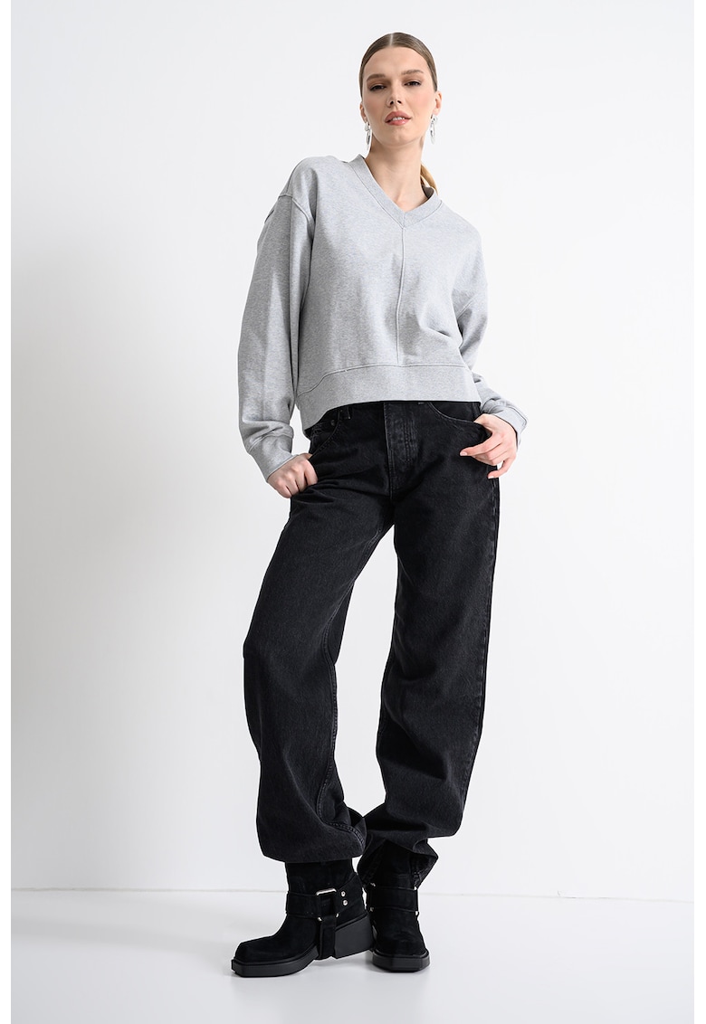 Bluza de trening cu decolteu in V - Gri melange