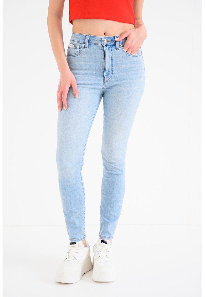 Blugi skinny cu talie inalta - Albastru deschis
