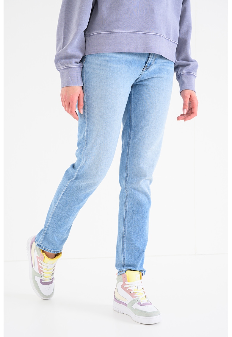 Blugi mom fit cu talie inalta - Albastru deschis