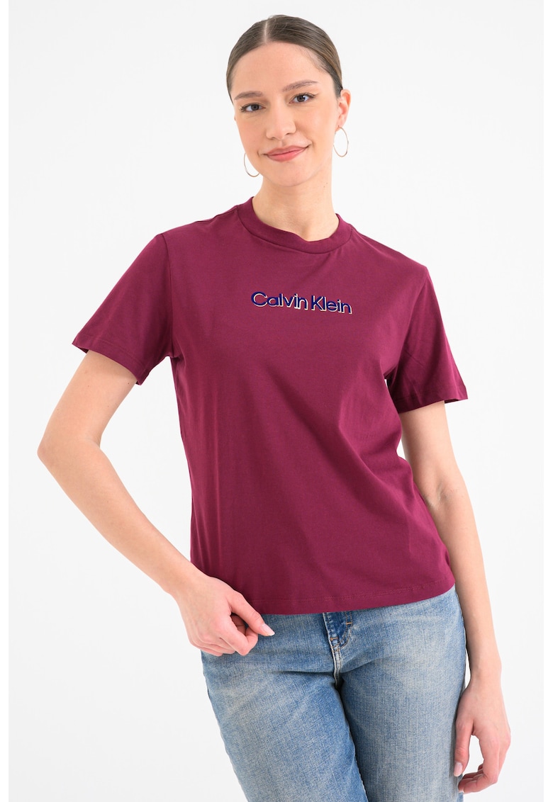 Tricou de bumbac cu imprimeu - Visiniu