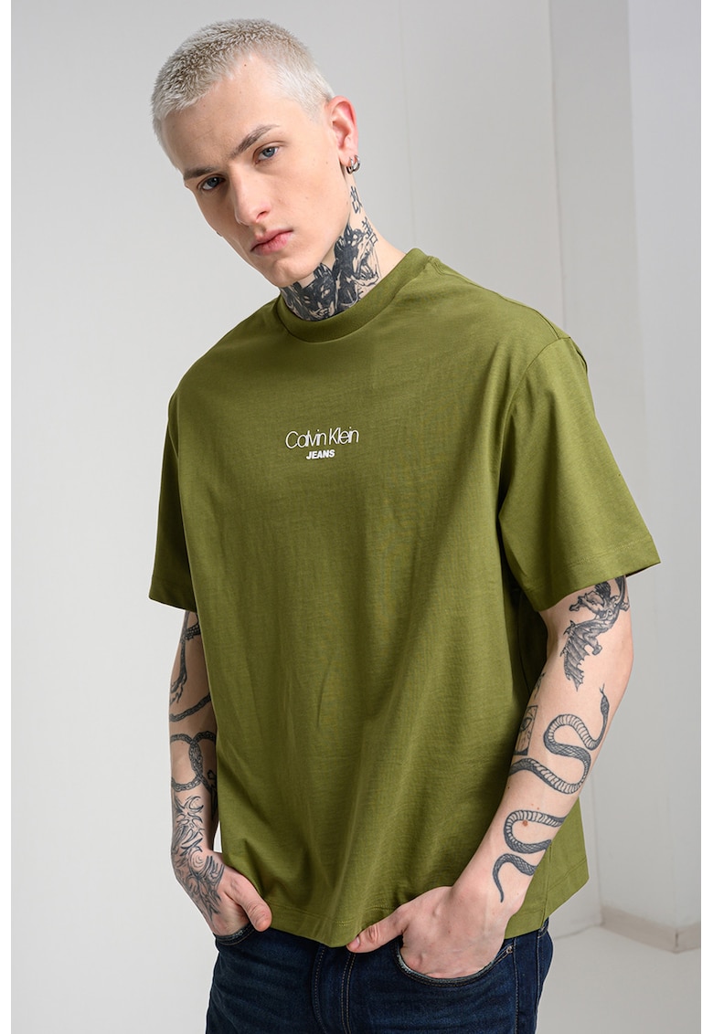 Tricou lejer cu imprimeu logo - Verde