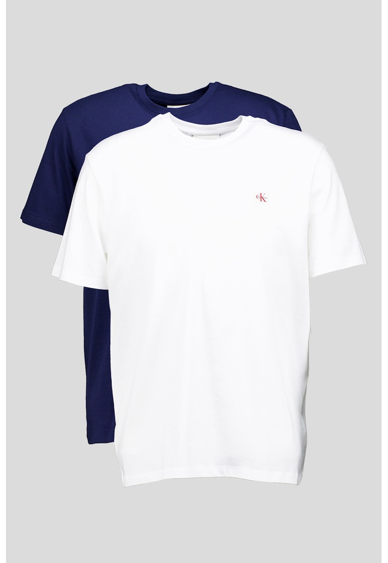 Set de tricouri din bumbac - 2 piese - Alb/Bleumarin