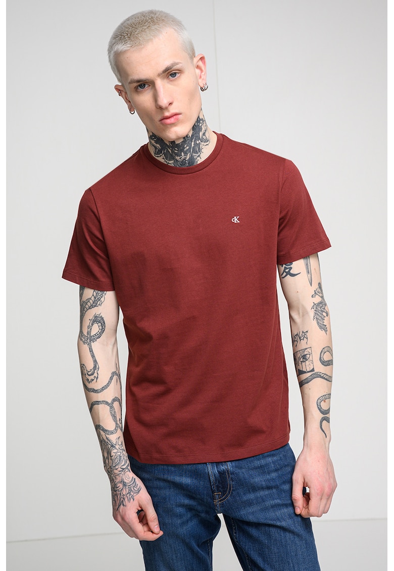 Tricou cu detaliu logo - Caramiziu