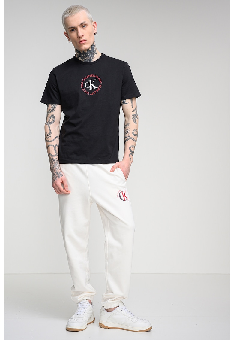 Tricou de bumbac cu logo - Negru