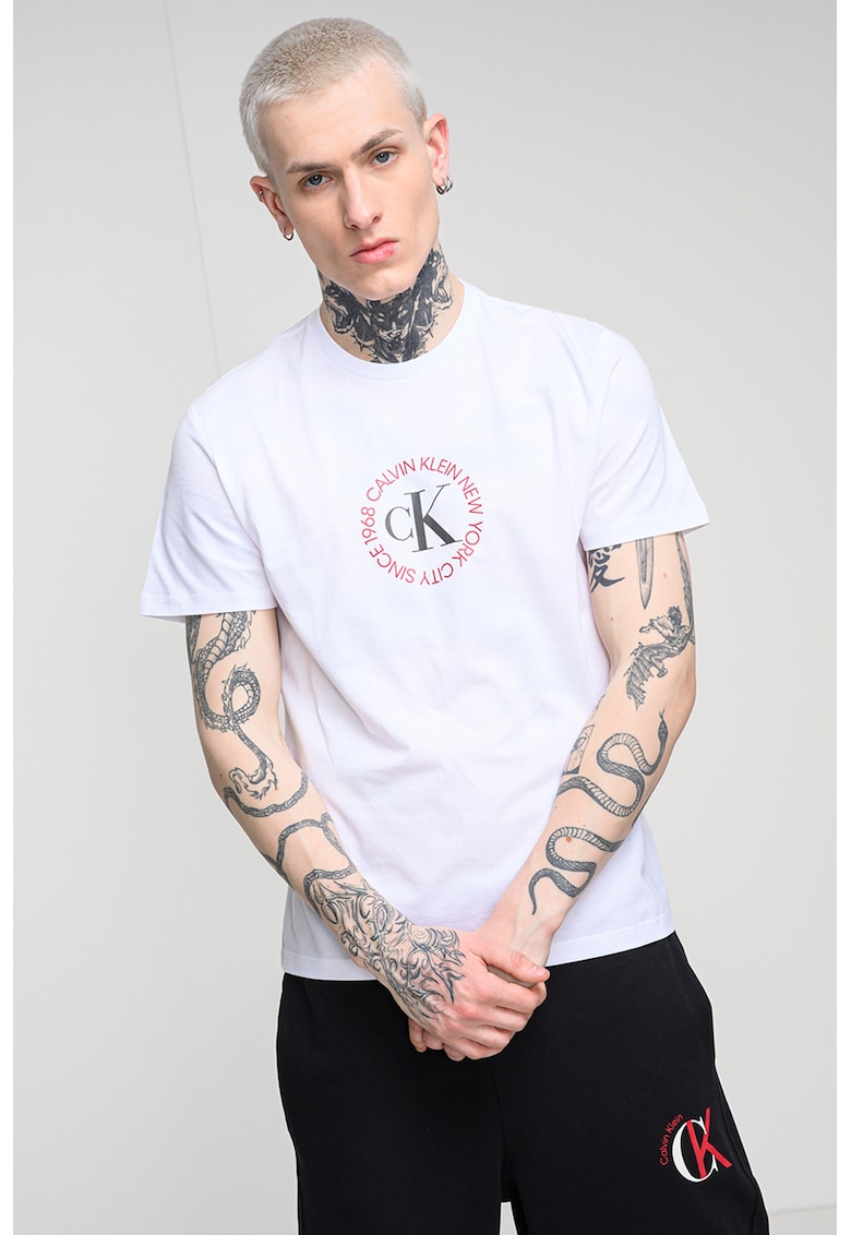 Tricou de bumbac cu logo - Alb optic