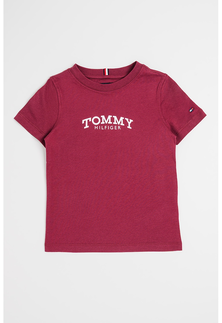 Tricou regular fit cu imprimeu logo pe piept - Visiniu