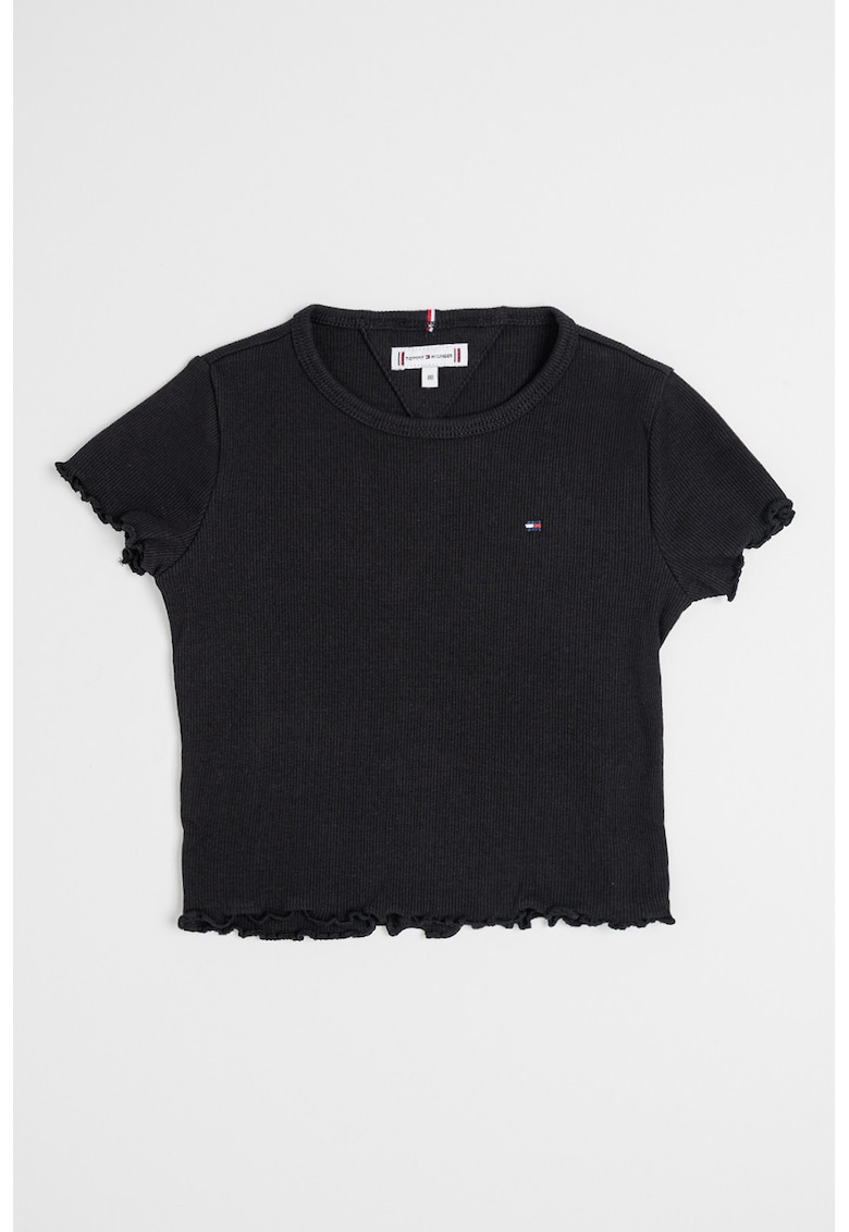 Tricou crop slim fit Essential - Negru