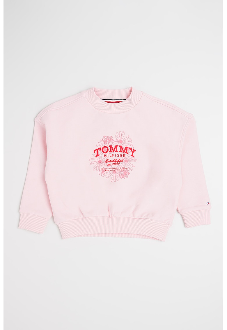 Bluza de trening din amestec de bumbac cu logo - Roz pastel