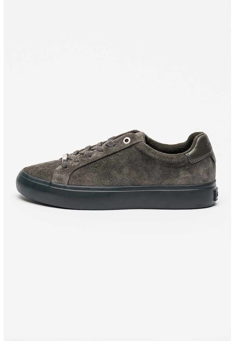 Pantofi sport de piele intoarsa cu logo - Kaki