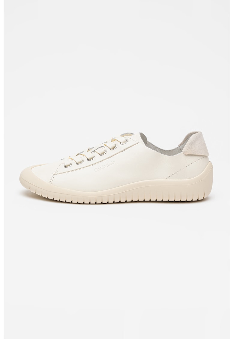 Pantofi sport de piele cu sireturi - Alb murdar