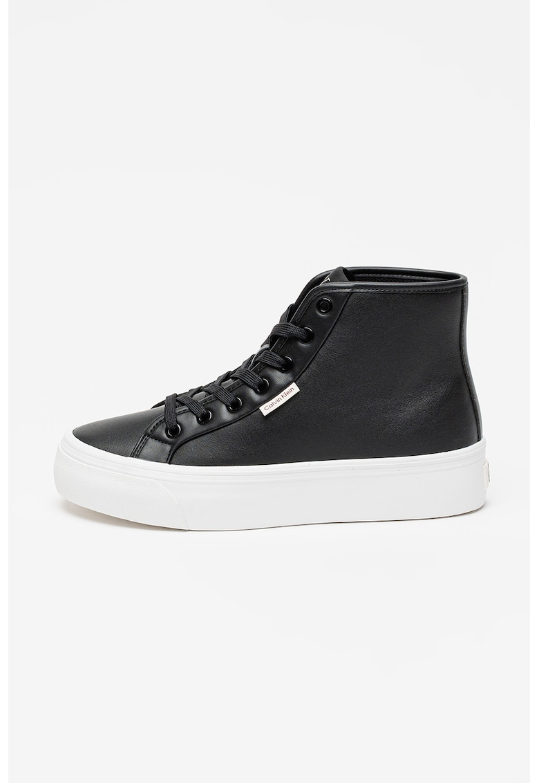 Pantofi sport high-cut de piele - Negru