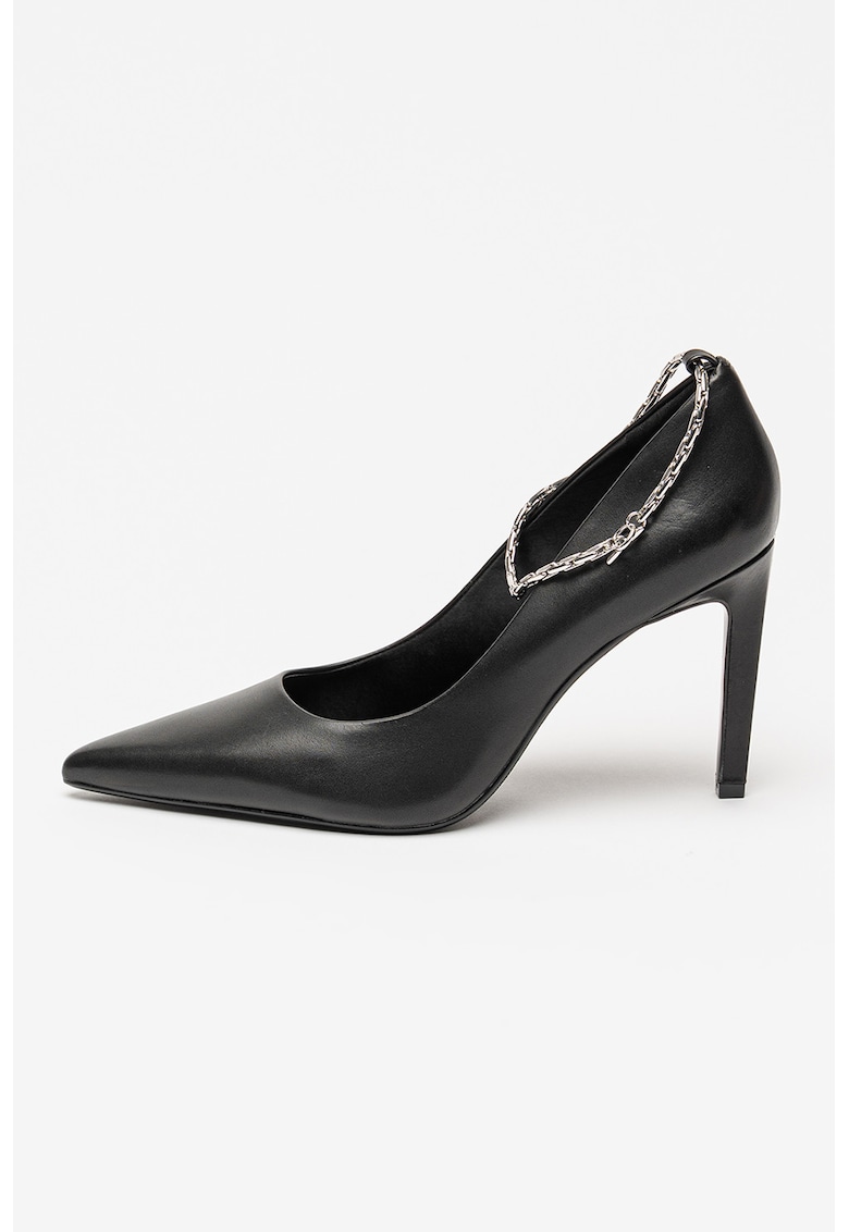 Pantofi de piele cu toc stiletto - Negru