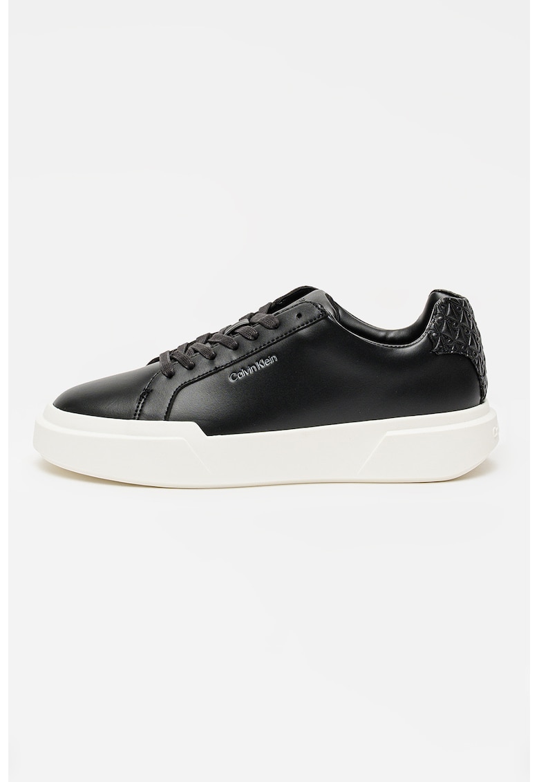 Pantofi sport de piele cu talpa plata - Negru