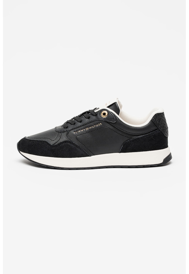 Pantofi sport low-cut de piele - Negru/Galben mustar