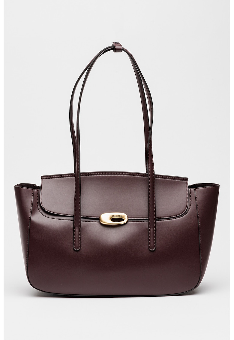 Geanta tote de piele ecologica cu detaliu metalic - Violet tyrian