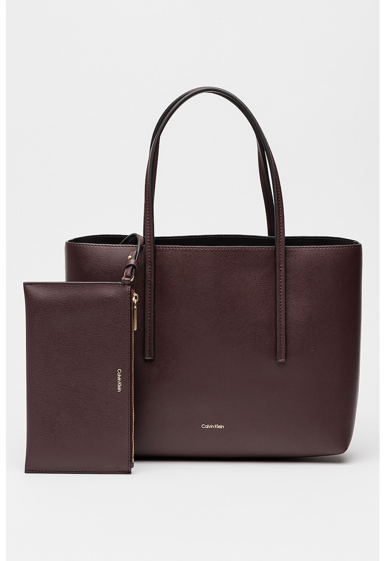 Geanta shopper de piele ecologica cu etui detasabil - Violet tyrian