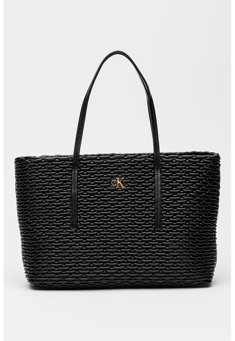 Geanta tote cu detaliu metalic si model - Negru