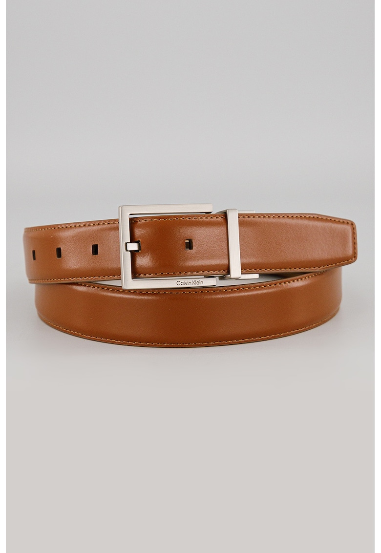 Curea din piele cu catarama patrata - Caramel