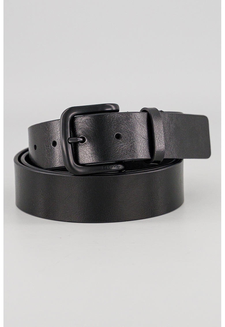 Curea din piele cu catarama rotunda - Negru