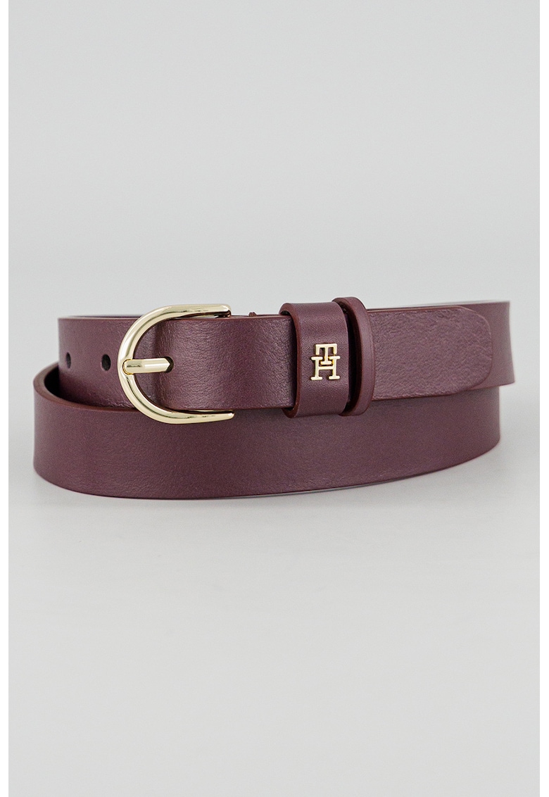 Curea de piele cu detaliu logo Essential - Violet