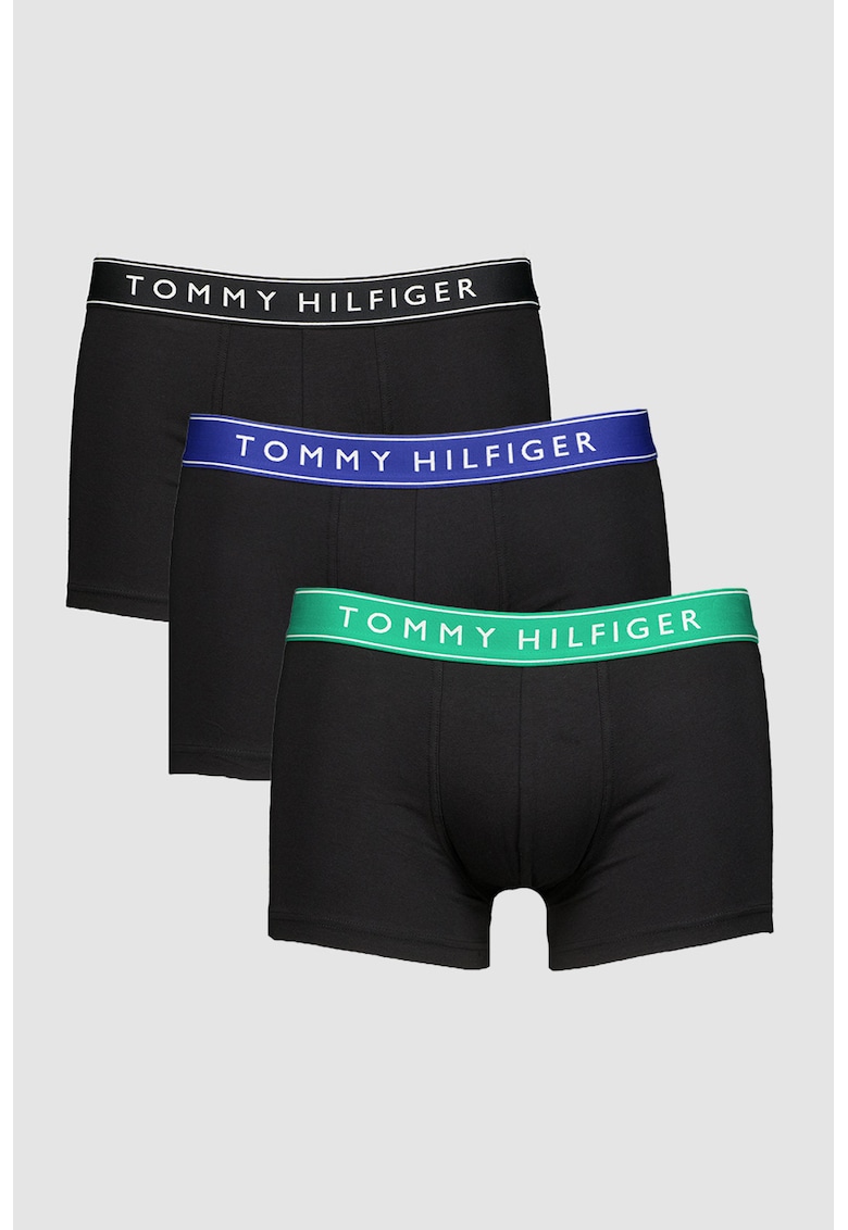 Set de boxeri cu banda logo in talie - 3 perechi - Negru/Negru stins