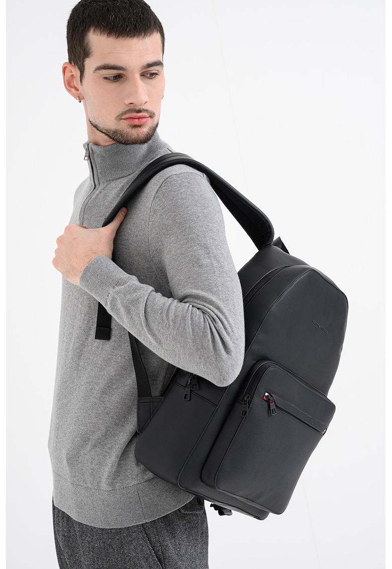 Pulover din bumbac cu fenta cu fermoar - Gri melange