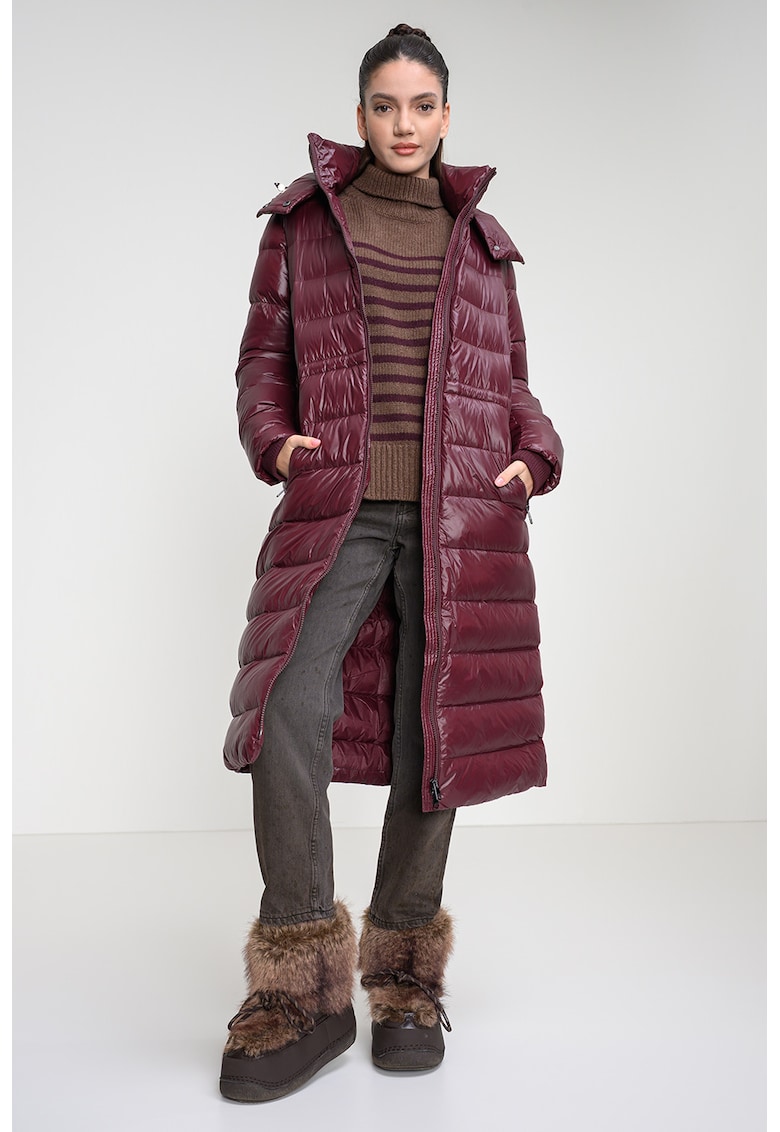 Geaca lunga cu fermoar - Visiniu