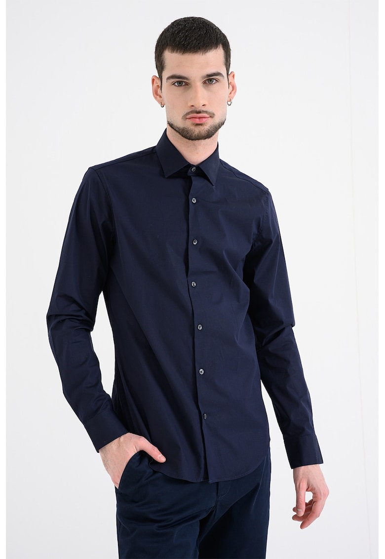 Camasa slim fit din amestec de bumbac - Bleumarin