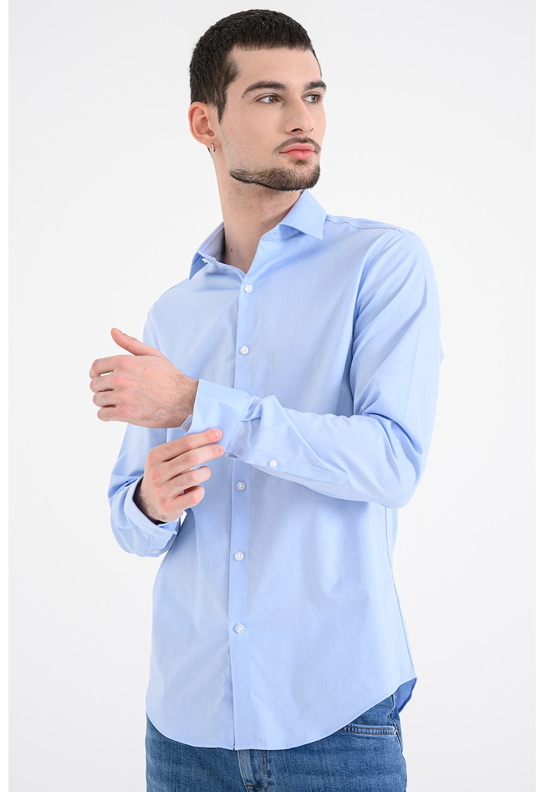 Camasa slim-fit cu model uni - Albastru deschis
