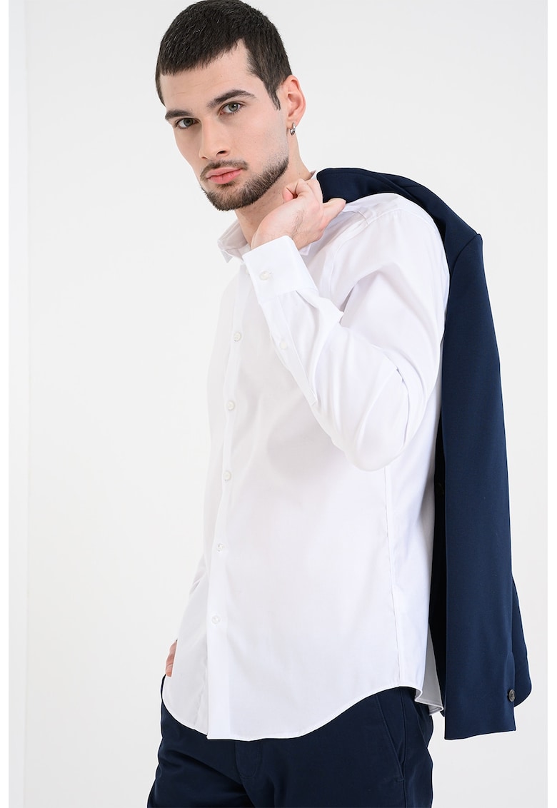 Camasa slim-fit din amestec de bumbac - Alb optic