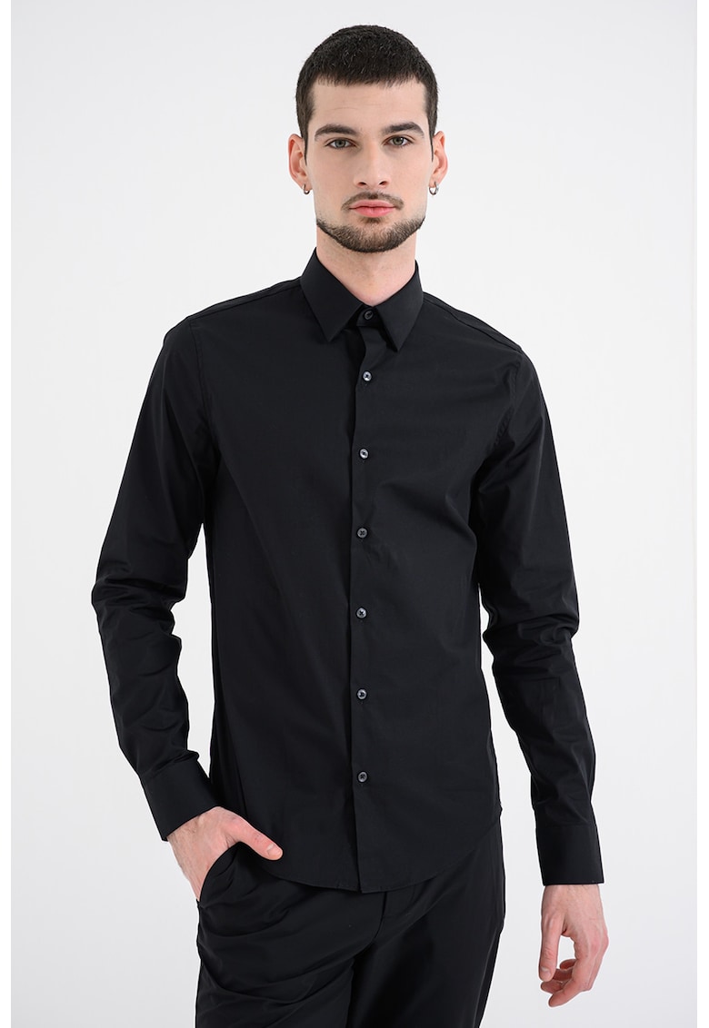 Camasa extra slim-fit cu model uni - Negru