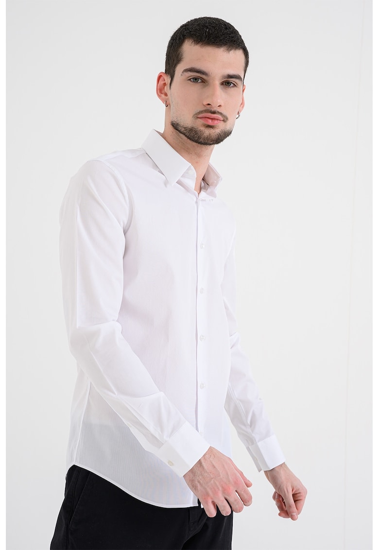Camasa extra slim-fit cu model uni - Alb optic