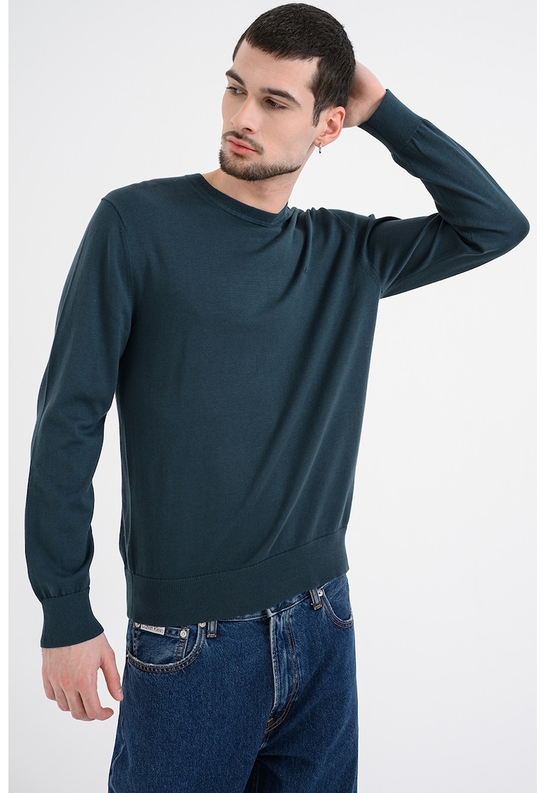 Pulover uni cu decolteu la baza gatului - Verde englez